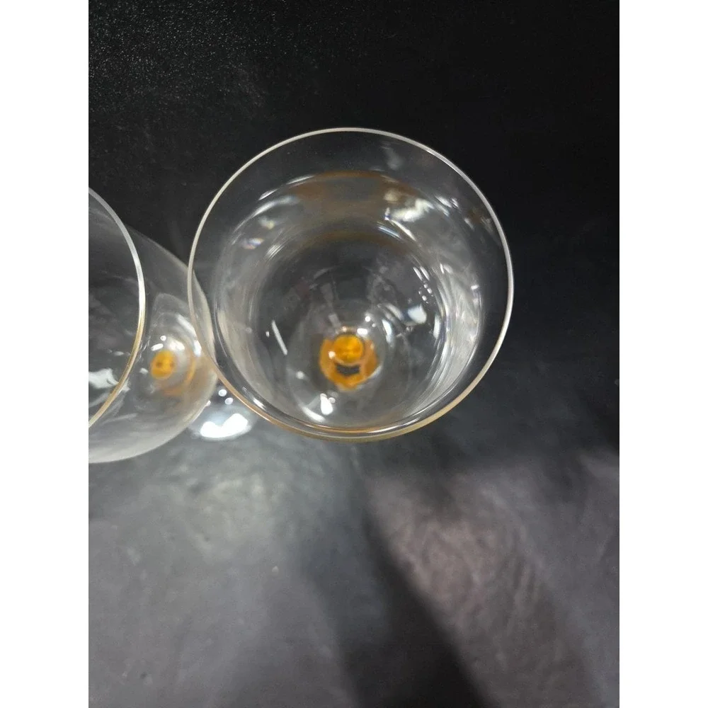 Mikasa Crystal Tuscan Wine Glasses, Yellow Stem Water‎ Glass, Set of 2, Art Deco